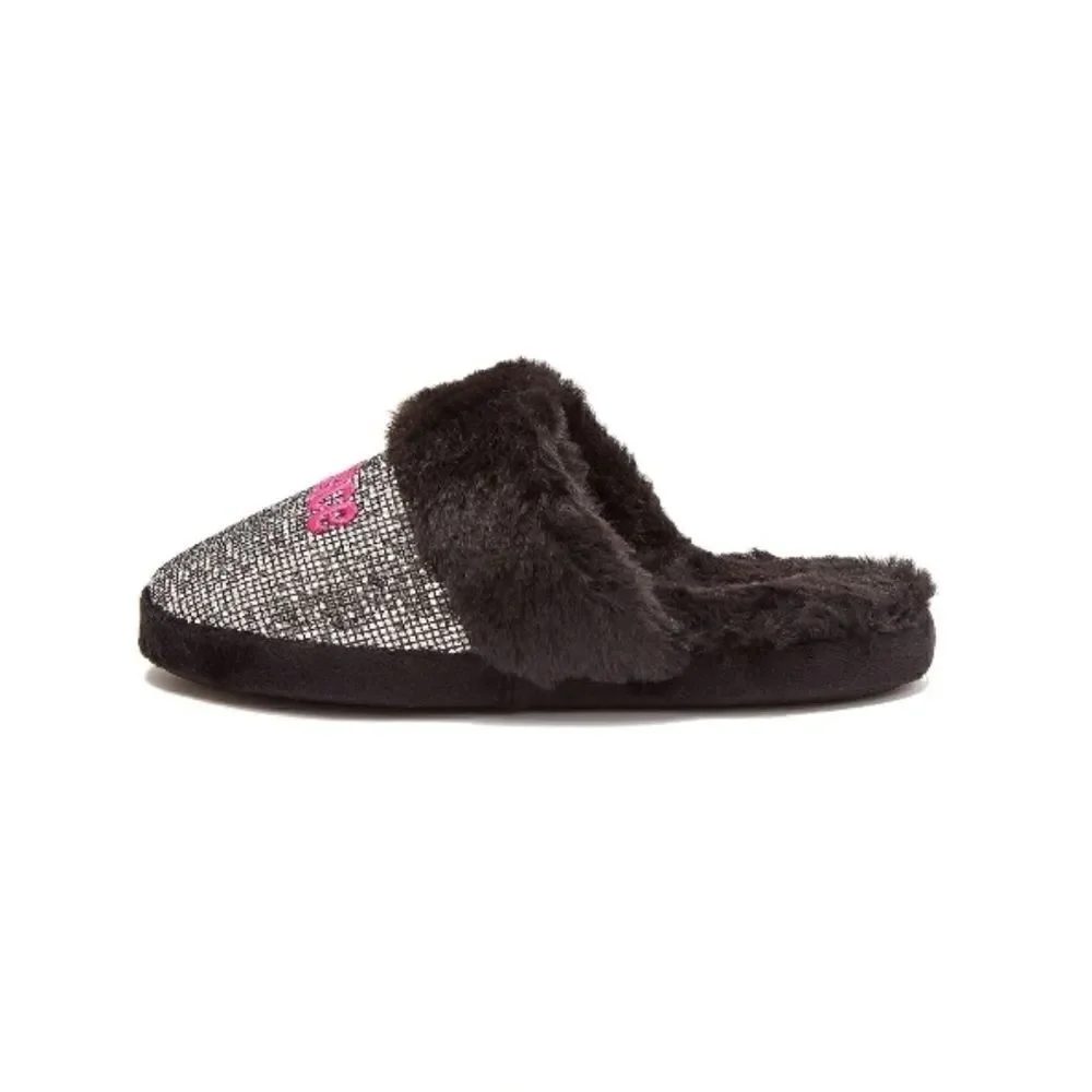 Justice Girls Graphic Slip On Sparkling Scuff Slippers Shoes Size 2/3